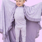 Lavender Leopard Dream Ruffle Blanket Milk & Baby