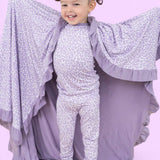 Lavender Leopard Dream Ruffle Blanket Milk & Baby