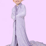 Lavender Leopard Dream Ruffle Blanket Milk & Baby