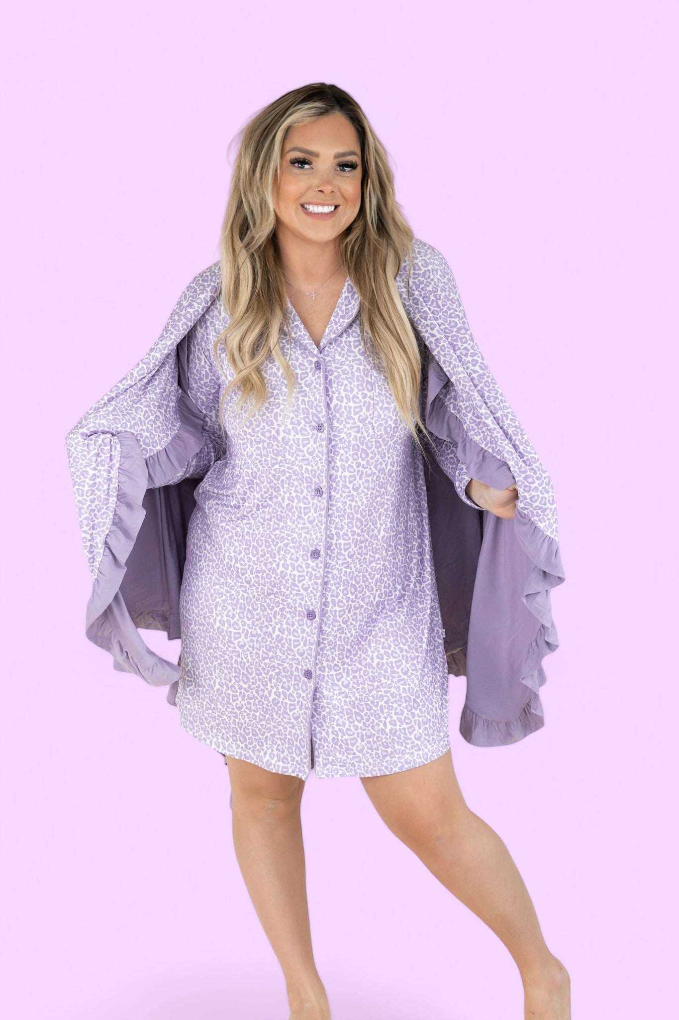 Lavender Leopard Dream Dream Nursing Nightgown Milk & Baby