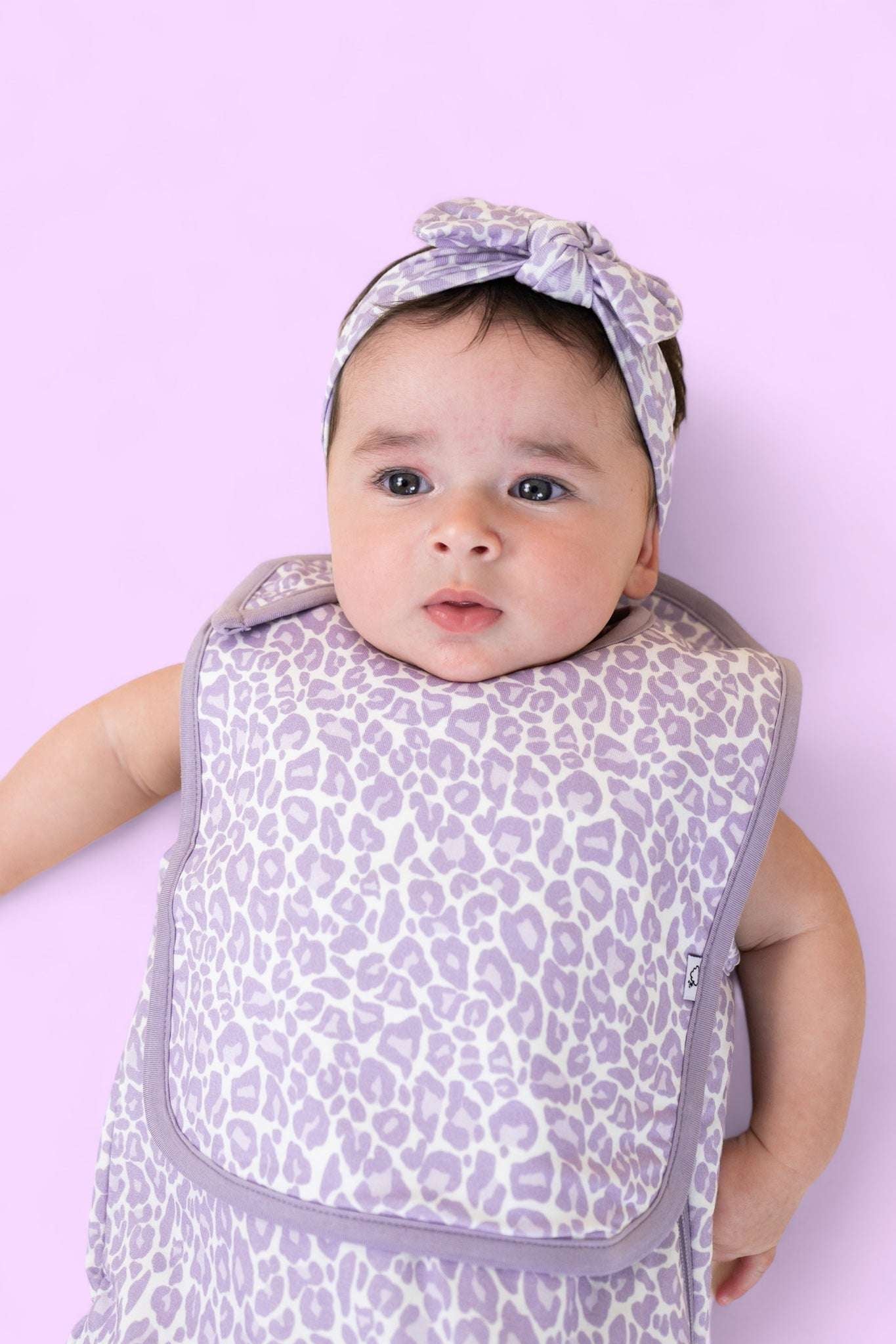 Lavender Leopard Dream Baby Bib Milk & Baby