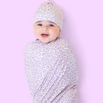 Lavender Leopard Dream Swaddle & Beanie Milk & Baby