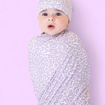 Lavender Leopard Dream Swaddle & Beanie Milk & Baby