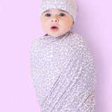 Lavender Leopard Dream Swaddle & Beanie Milk & Baby