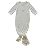 Cream Ribbed Bamboo Knot Gown | Milk & Baby