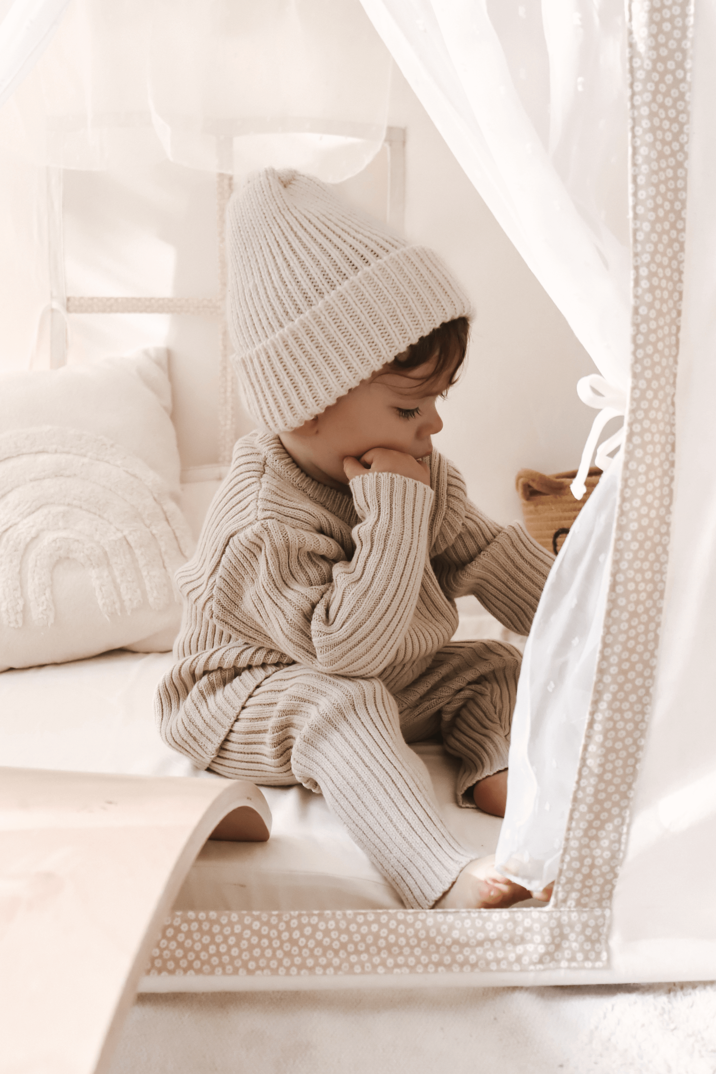 Chunky Rib Leggings | Beige | Milk & Baby