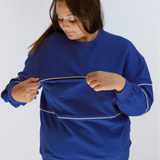 Relaxed Fit Invisible Zipper Breastfeeding Sweatshirt with Piping