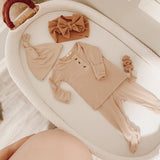 Top and Bottom Outfit Set (Newborn-12 months sizes) Sand