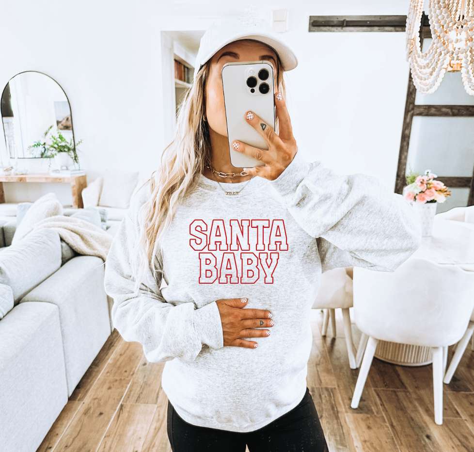 Santa Baby Varsity Maternity Sweatshirt Milk & Baby