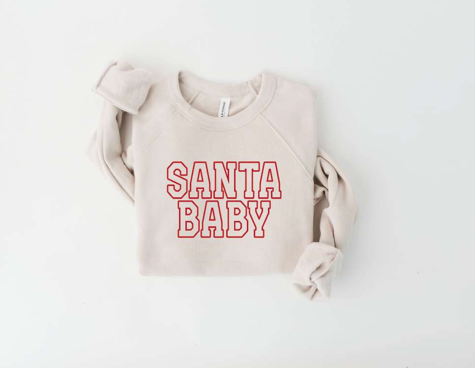 Santa Baby Varsity Maternity Sweatshirt Milk & Baby