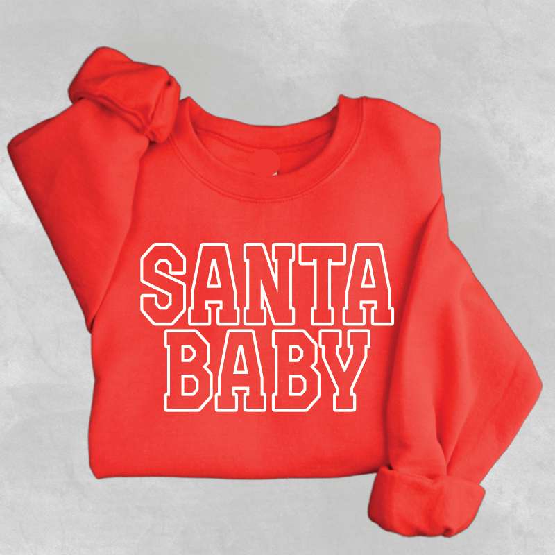 Santa Baby Varsity Maternity Sweatshirt Milk & Baby