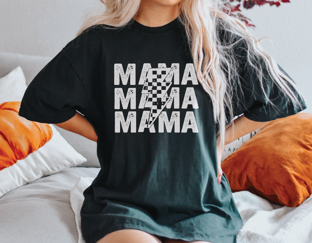 Mama Stacked Lightening Bolt Tee