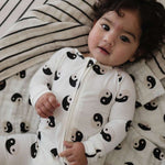 Black & White Yin Yang | Bamboo Zip Pajamas Milk & Baby