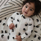 Black & White Yin Yang | Bamboo Zip Pajamas Milk & Baby