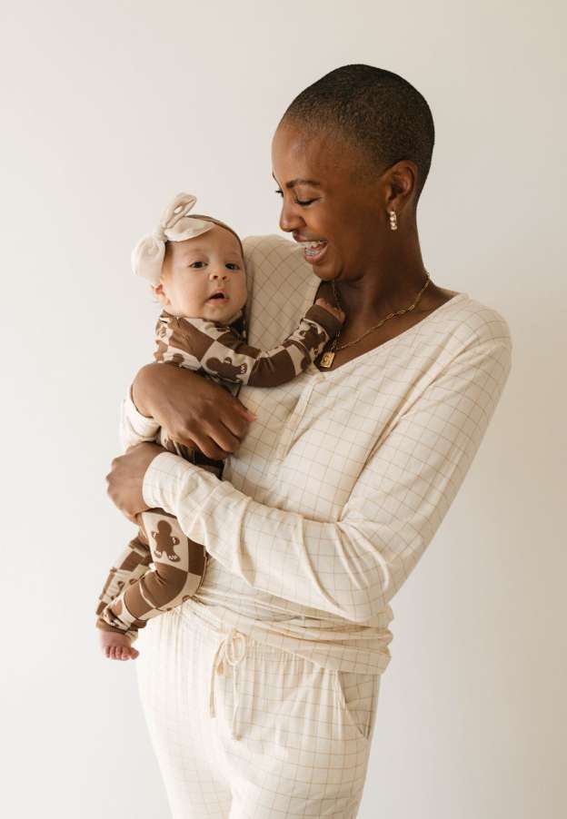 Golden Grid | Women's Bamboo Pajamas Milk & Baby