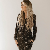 Women's Bamboo Pajamas | Charcoal & White ff Smile