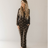 Women's Bamboo Pajamas | Charcoal & White ff Smile