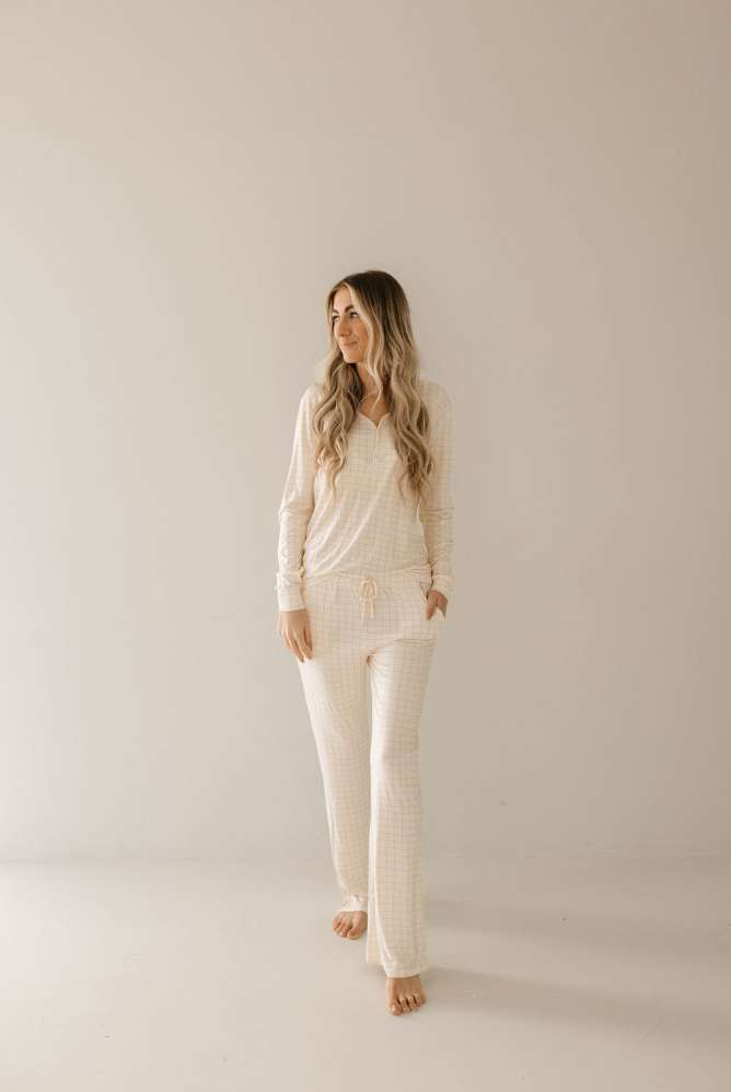 Golden Grid | Women's Bamboo Pajamas Milk & Baby