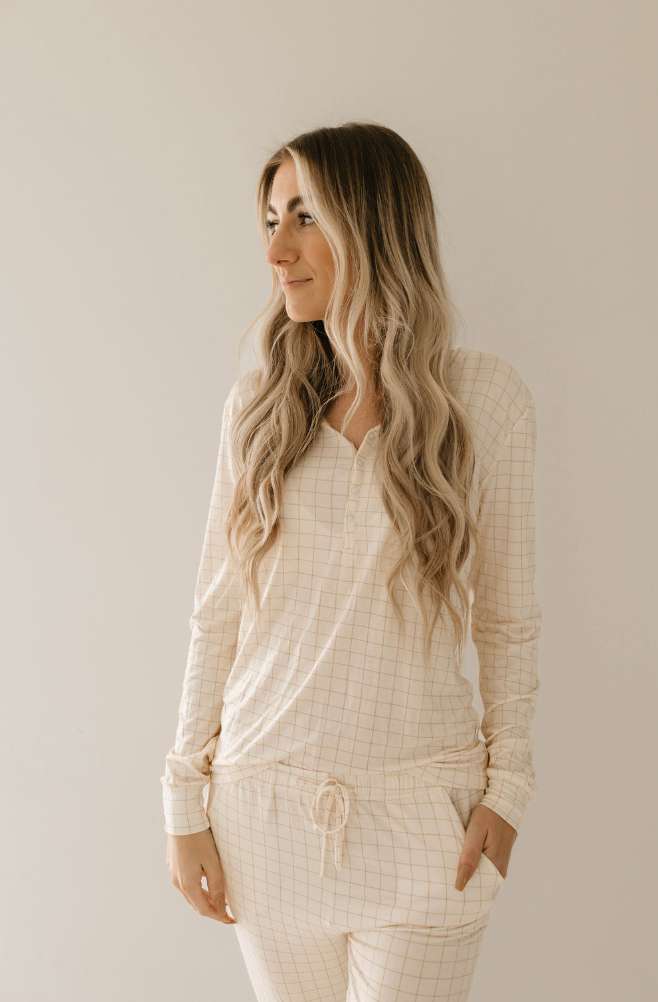 Golden Grid | Women's Bamboo Pajamas Milk & Baby