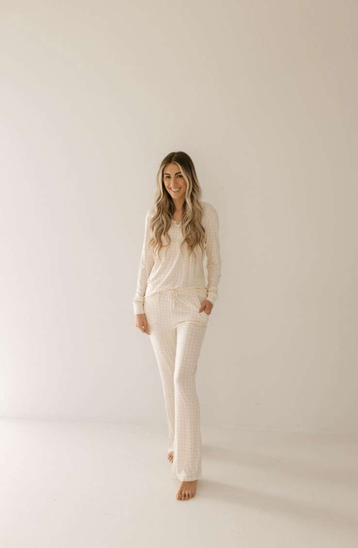 Golden Grid | Women's Bamboo Pajamas Milk & Baby