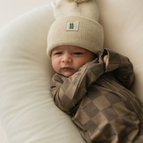 Faded Brown Checkerboard | Bamboo Zip Pajamas | Milk & Baby