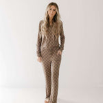 Faded Brown Checkerboard | Women's Bamboo Pajamas Milk & Baby