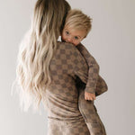 Faded Brown Checkerboard | Women's Bamboo Pajamas Milk & Baby