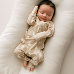 Bamboo Zip Pajamas | Tan & Cream Lightning Bolt | Milk & Baby