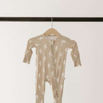 Bamboo Zip Pajamas | Tan & Cream Lightning Bolt | Milk & Baby