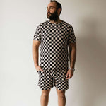 Black Checkerboard | Adult Bamboo Short Pajamas Milk & Baby