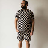 Black Checkerboard | Adult Bamboo Short Pajamas Milk & Baby