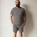 Black Checkerboard | Adult Bamboo Short Pajamas Milk & Baby