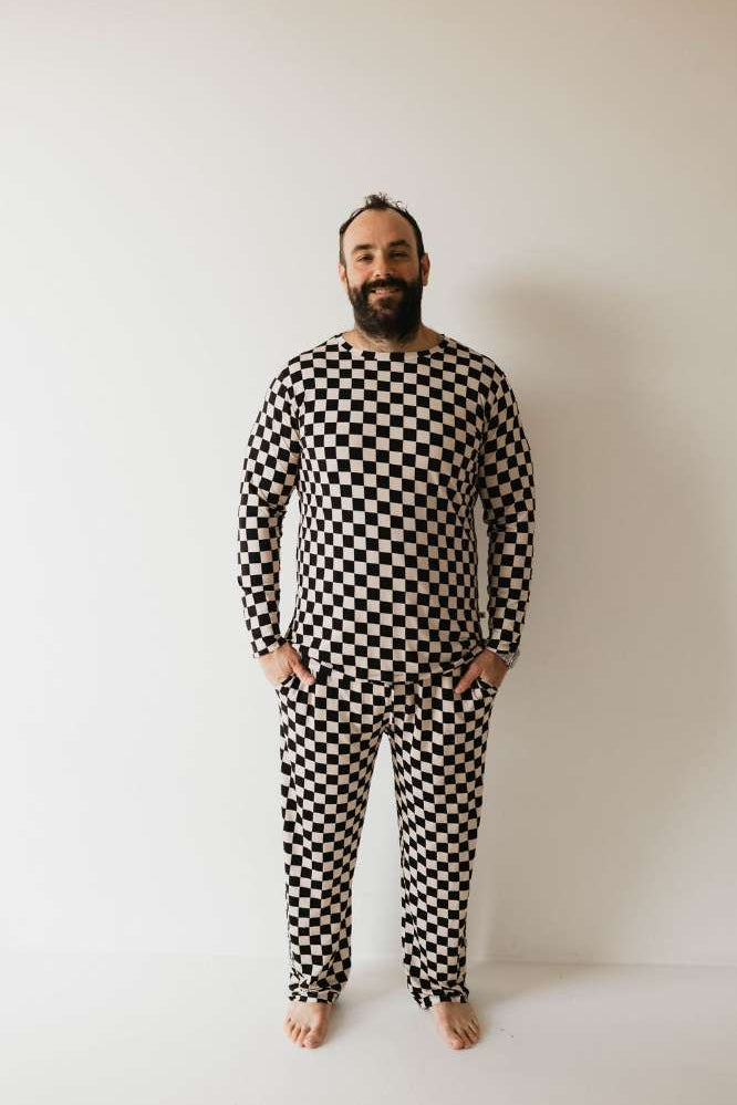 Black Checkerboard | Adult Bamboo Pajamas Milk & Baby