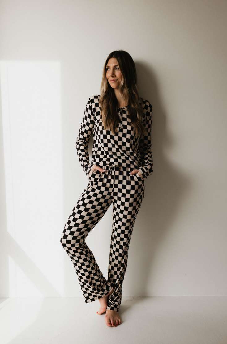 Black Checkerboard | Women's Bamboo Pajamas Milk & Baby