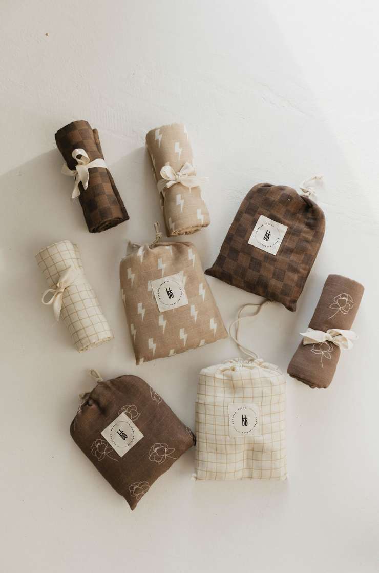 Faded Brown Checkerboard | Muslin Swaddle Milk & Baby