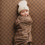 Faded Brown Checkerboard | Muslin Swaddle Milk & Baby