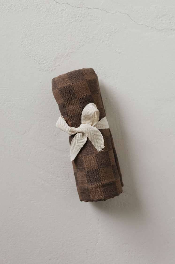 Faded Brown Checkerboard | Muslin Swaddle Milk & Baby