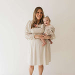 Flax | Long Sleeve Linen Romper Milk & Baby