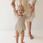 Flax | Long Sleeve Linen Romper Milk & Baby