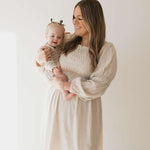 Flax | Long Sleeve Linen Romper Milk & Baby