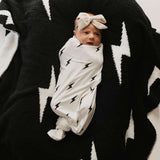 White & Black Lightning Bolt | Bamboo Swaddle Milk & Baby