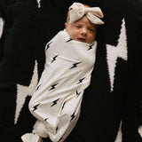 White & Black Lightning Bolt | Bamboo Swaddle Milk & Baby