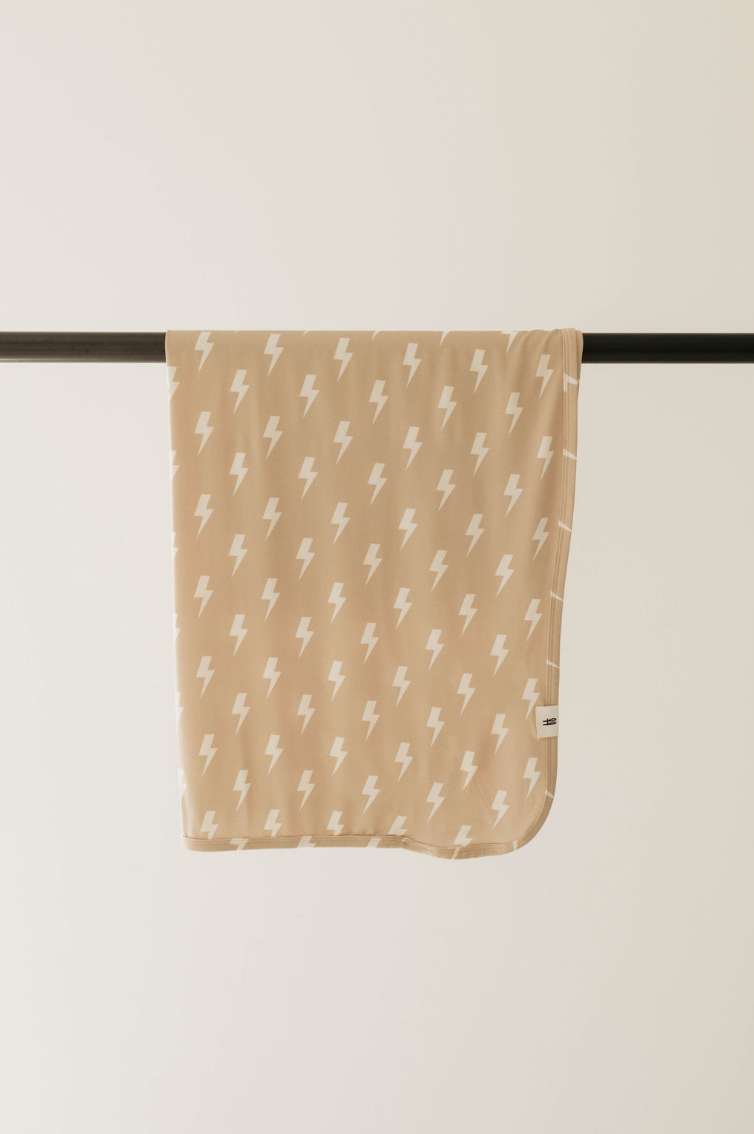 Tan & Cream Lightning Bolt | Bamboo Swaddle | Milk & Baby 