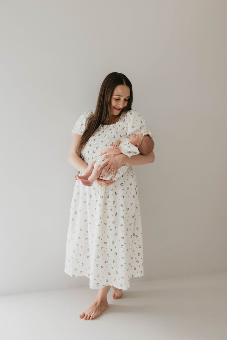 Garden Days | Ivory Floral Muslin Dress Milk & Baby