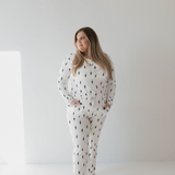 Women's Bamboo Pajamas | White & Black Lightning Bolt