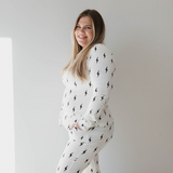 Women's Bamboo Pajamas | White & Black Lightning Bolt