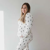 White & Black Lightning Bolt | Women's Bamboo Pajamas Milk & Baby