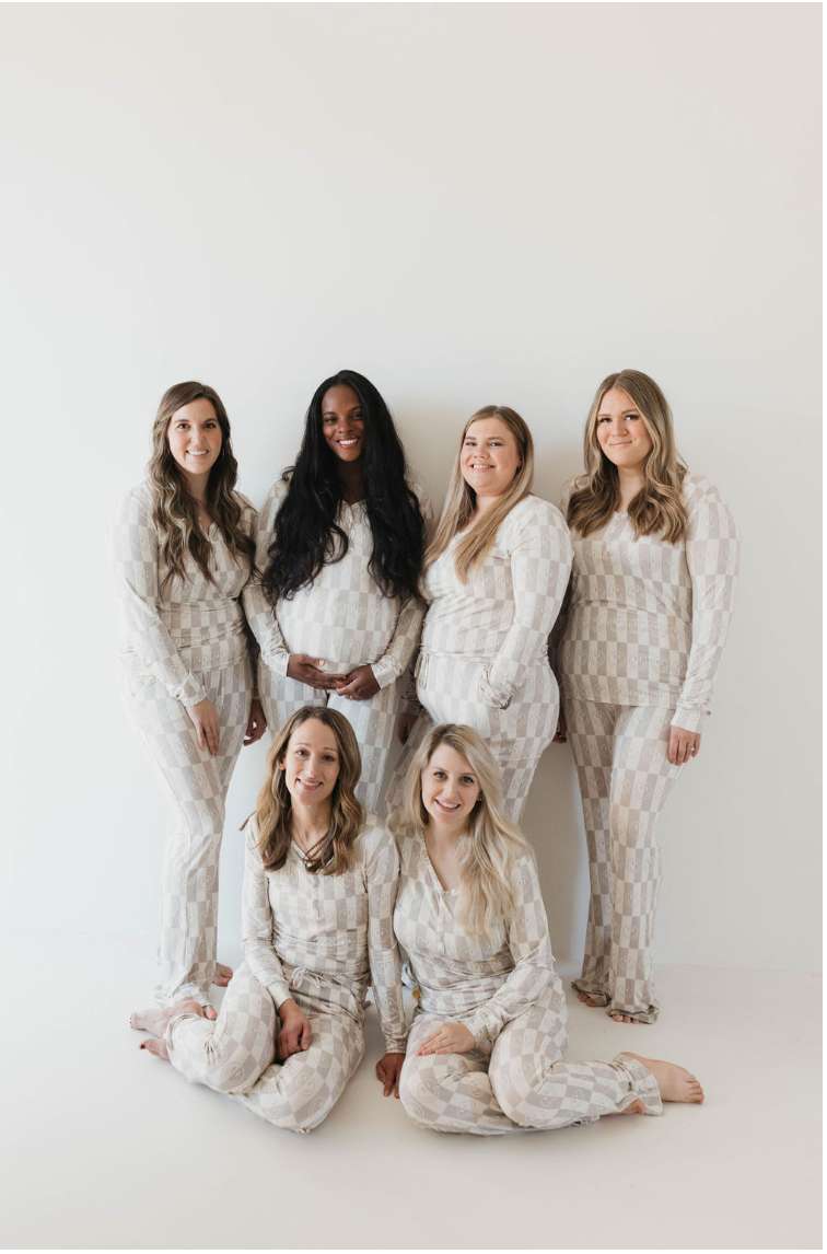 Smile Checkerboard | Women's Bamboo Pajamas Milk & Baby