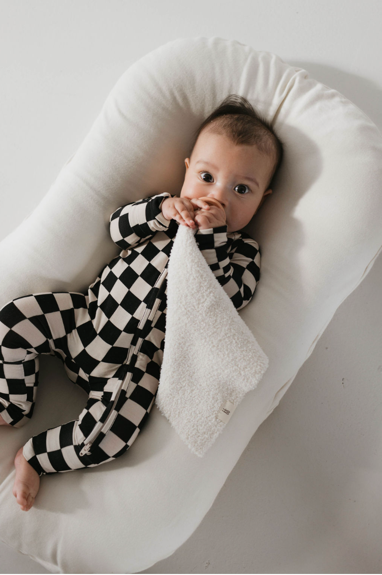 Bamboo Zip Pajamas | Black Checkerboard Milk & Baby