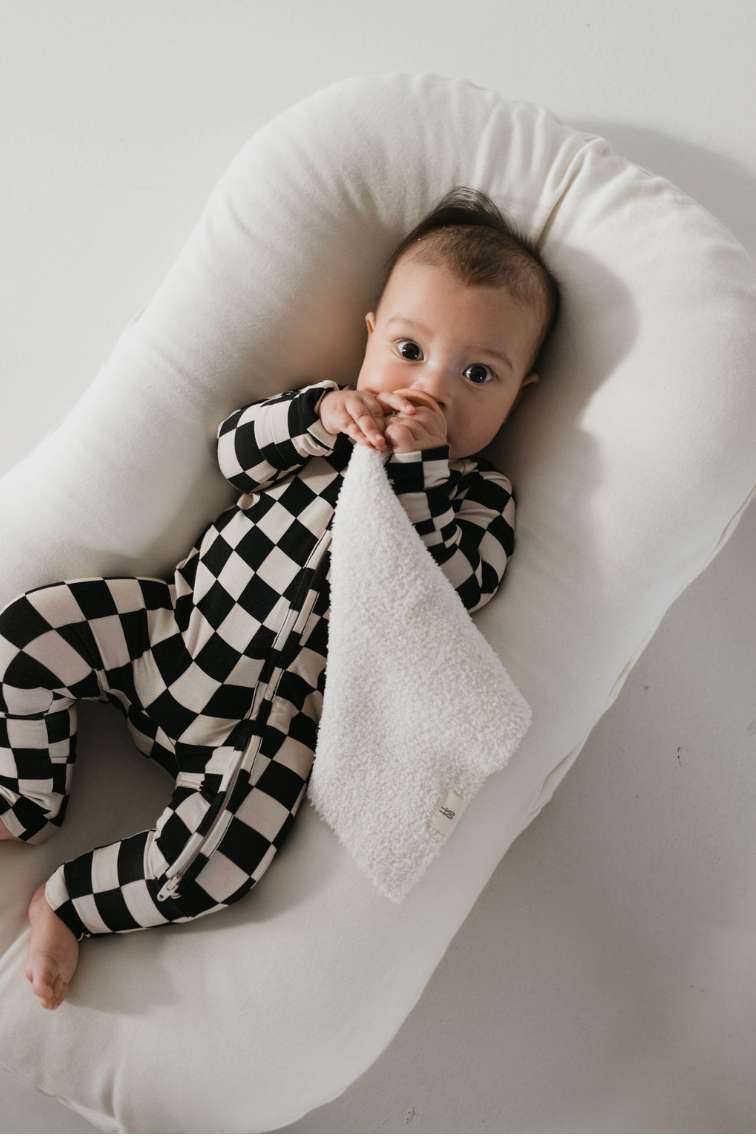 Black Checkerboard | Bamboo Zip Pajamas Milk & Baby